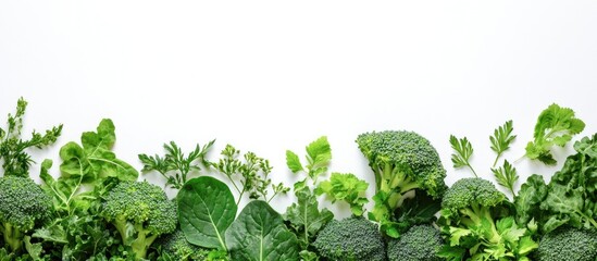Fresh broccoli assortment with leaves and cut pieces on white background ideal for health or culinary related content.