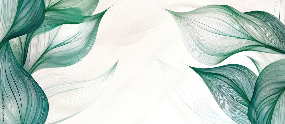 Aufkleber elegant vector illustration of flowing green leaves on a white background with ample blank space for