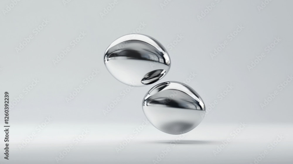 Poster two spherical objects, which appear to be made of metal or a shiny, reflective material. they are fl