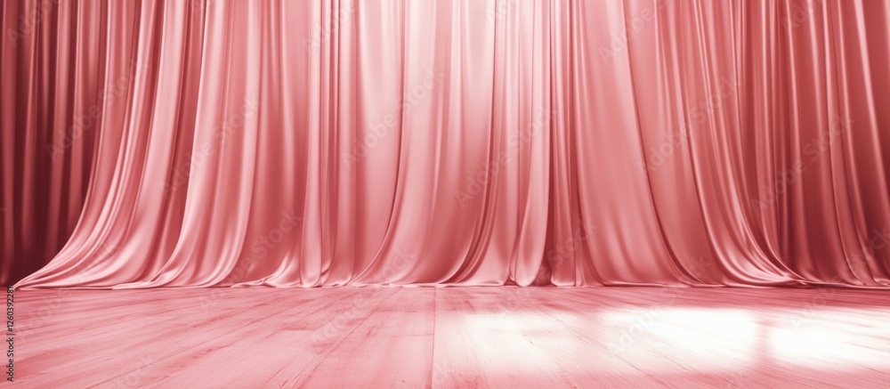 Poster elegant shiny pink fabric drapery as a sophisticated backdrop for events and photo shoots creating a