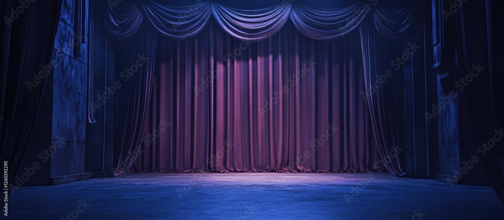 Poster elegant theater curtains in a quiet event space creating an atmospheric setting for performances or 