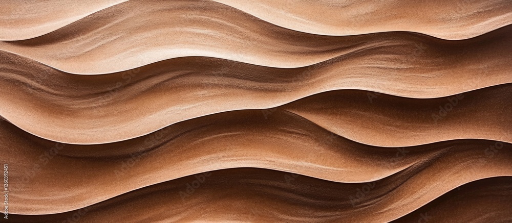 Poster brown sand texture with abstract wavy patterns from beach waves creating a visually appealing coasta