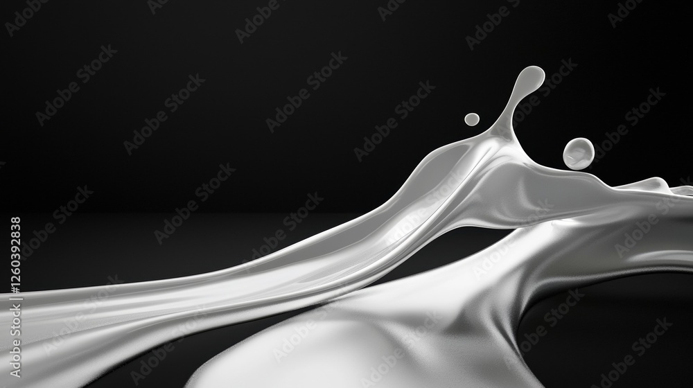 Poster black and white abstract background with a wave-like shape in the center. the wave appears to be mad