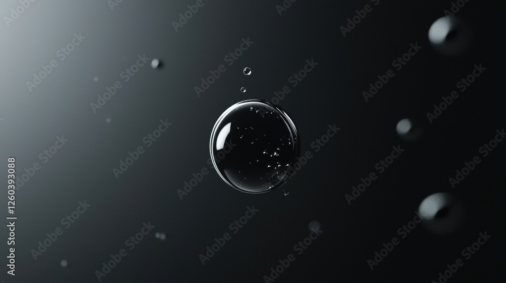 Poster black and white photograph of a single drop of water on a black background. the drop is in the cente
