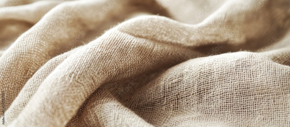 Poster elegant textured buff canvas fabric with soft draping, perfect for vintage style decor and textile d