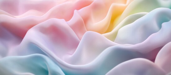 Fototapeta premium Soft pastel fabric waves creating a dreamy blurred color texture ideal for photography backgrounds and creative projects.