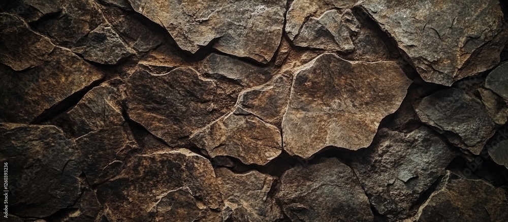 Poster brown stone wall texture with natural patterns and earthy tones suitable for backgrounds or design p