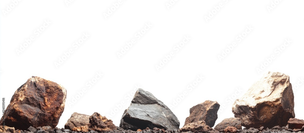 Poster diverse geological rock formations on a white background with ample space for personalized text and 
