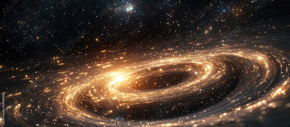 Poster abstract cosmic scene showcasing a swirling galaxy of stars and light representing infinite motion a