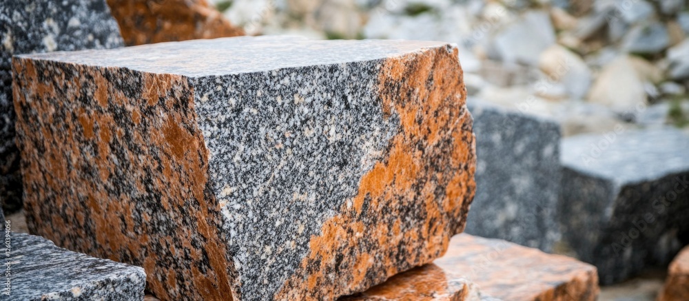 Poster granite rock texture showcasing intricate patterns in a marble stone quarry setting with natural sto