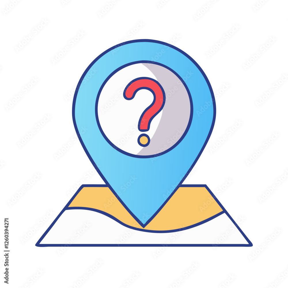Poster question mark in a map pin location inquiry icon, question mark in a map pin location inquiry vector
