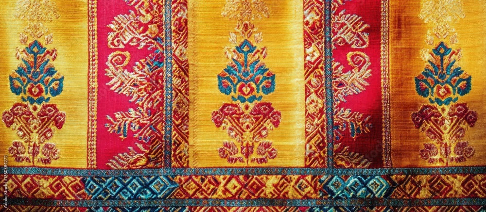 Poster colorful thai textile pattern for background and texture with selective focus ideal for creative des