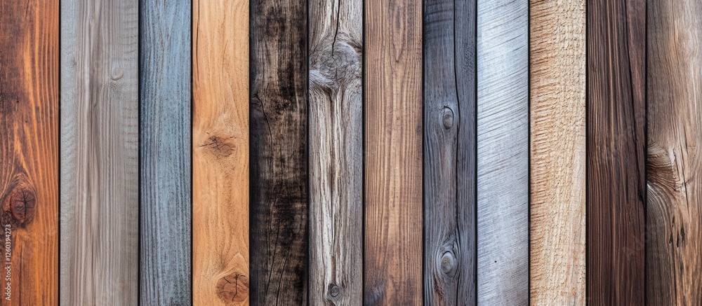 Poster varied textures and patterns of rustic wood panels for background or design use