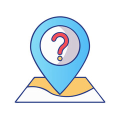 question mark in a map pin location inquiry icon, question mark in a map pin location inquiry vector,