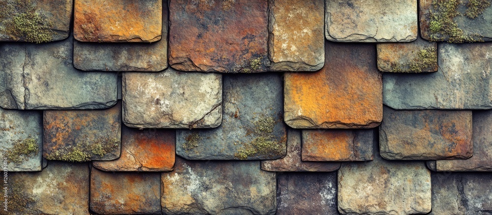 Poster textured vintage roofing material background for web design and 3d graphics showcasing stone tiles w