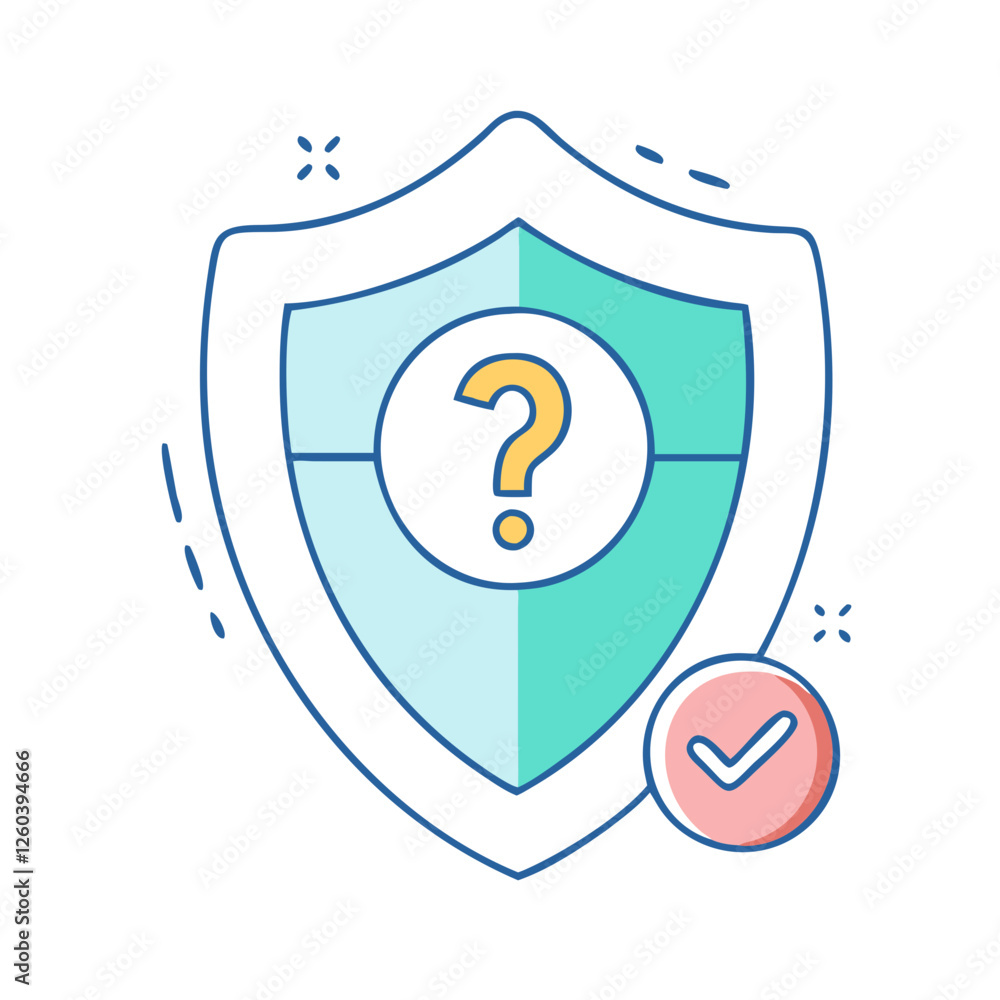 Poster question mark in shield security inquiry icon, question mark in shield security inquiry vector,