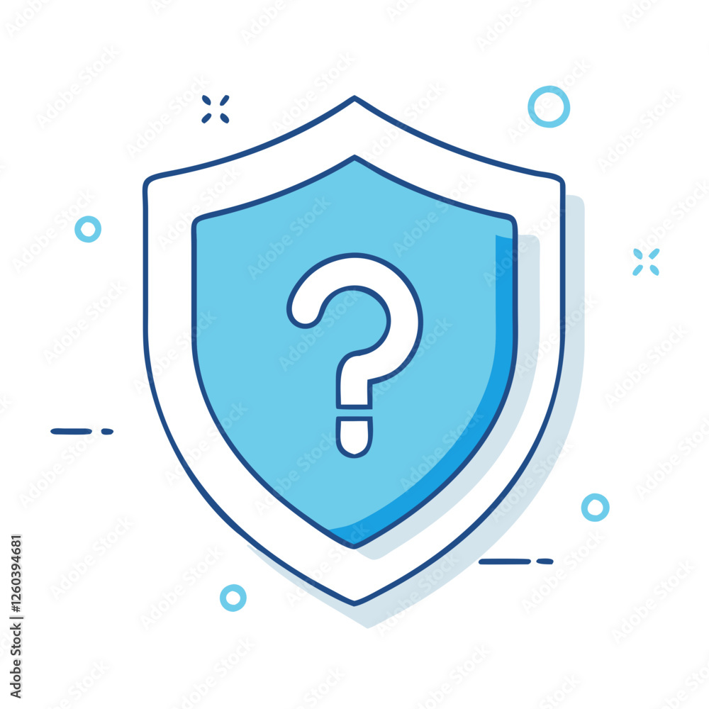 Poster question mark in shield security inquiry icon, question mark in shield security inquiry vector,