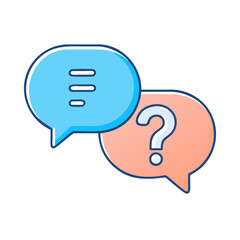 question mark in speech and chat bubbles together icon, question mark in speech and chat bubbles together vector,
