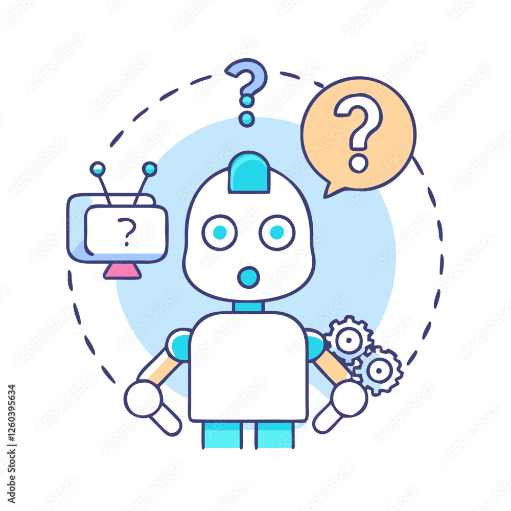 Poster robot with question mark ai query icon, robot with question mark ai query vector illustration-robot with question mark ai query perfect for robot with question mark ai query logos and icons