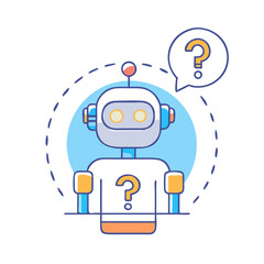 robot with question mark ai query icon, robot with question mark ai query vector illustration-robot with question mark ai query perfect for robot with question mark ai query logos and icons