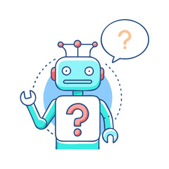 robot with question mark ai query icon, robot with question mark ai query vector illustration-robot with question mark ai query perfect for robot with question mark ai query logos and icons