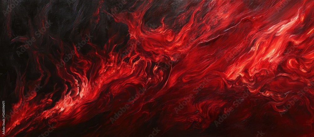 Poster dynamic red flames swirling against a deep black background creating a powerful and dramatic abstrac