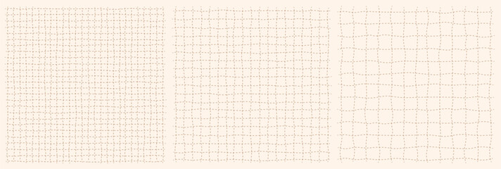 Pastel Hand-Drawn Grid Paper Background with Warm Beige Lines, Artistic Sketch Notebook Texture, Soft Organic Pattern in Vector