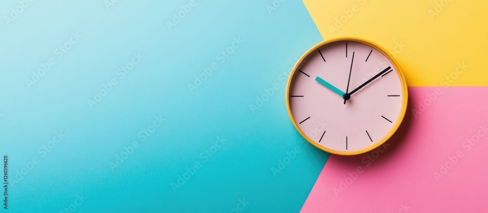 Poster time management concept colorful clock against vibrant background with copy space for time managemen