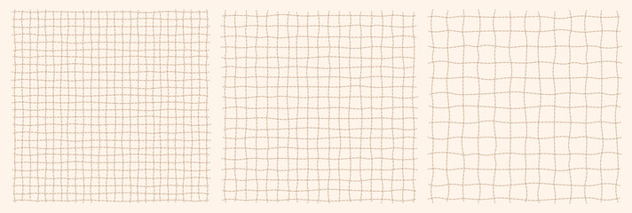Pastel Hand-Drawn Grid Paper Background with Warm Beige Lines, Artistic Sketch Notebook Texture, Soft Organic Pattern in Vector