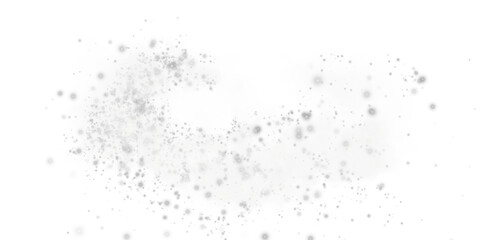 Fantastic white smoke background. Magic white smoke with glitter and small particles of twinkling stars. Fog with luminous particles. White vapor with stardust. Morning fog over land or water. PNG.