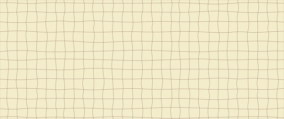 Vintage Hand-Drawn Grid Paper Background with Aged Beige Texture and Sepia Sketch Lines, Old Notebook Style, Vector Pattern