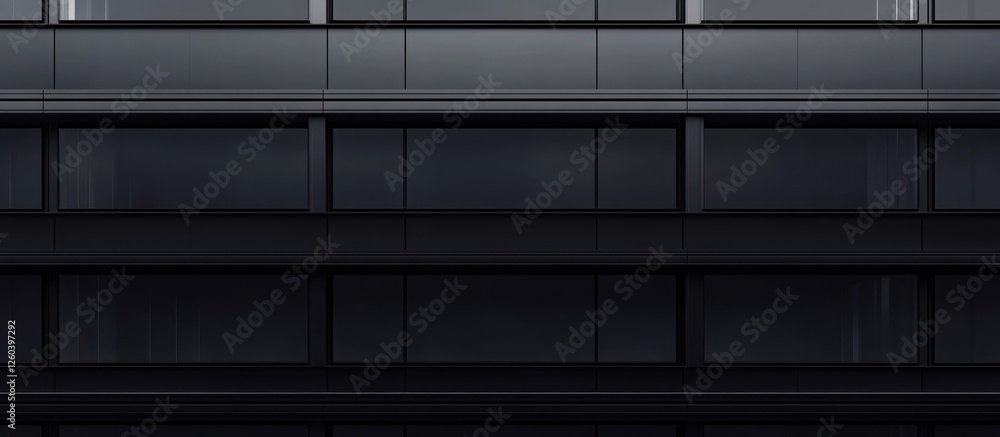 Poster modern skyscraper facade featuring dark rectangular windows with blank space for text ideal for corp