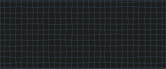 Futuristic Neon Blue Hand-Drawn Grid Background on Dark Matte Black, Digital Sci-Fi Technology Sketch Texture, Vector