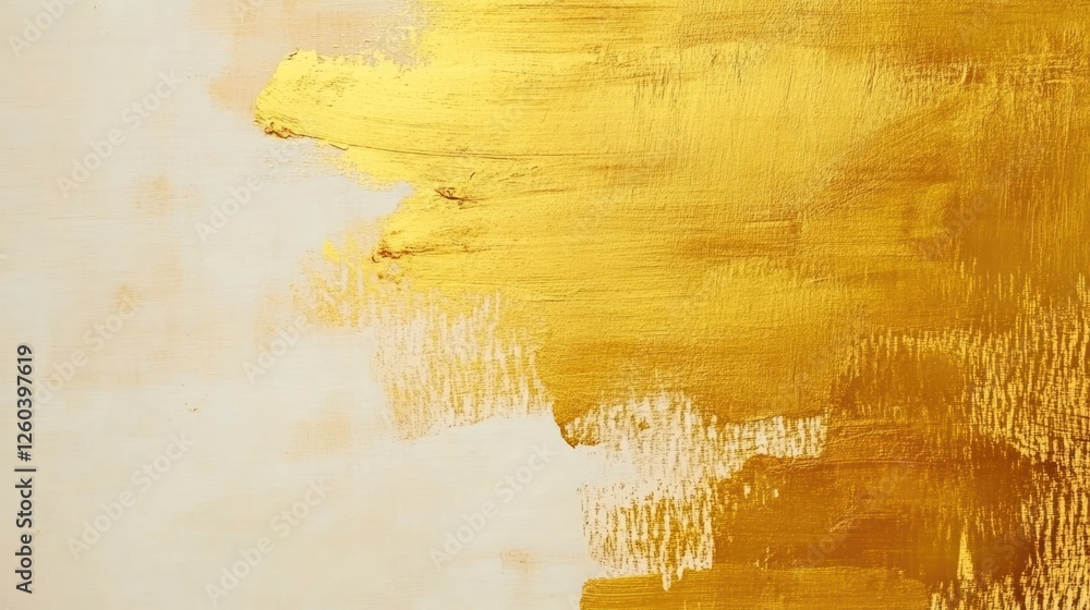 Aufkleber golden yellow watercolor brushstrokes on textured background creating an elegant and beautiful blank