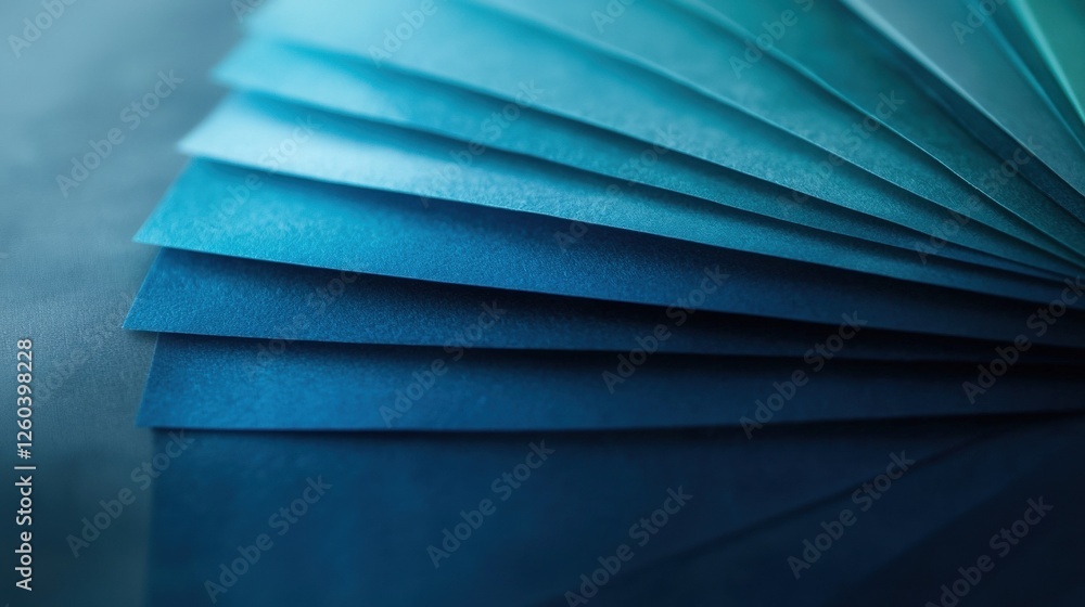 Poster close-up of a stack of folded blue paper. the paper appears to be made of a soft, silky material and