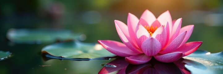Obraz premium Delicate petals unfolding in pink water lilies, blooming, pink, flower