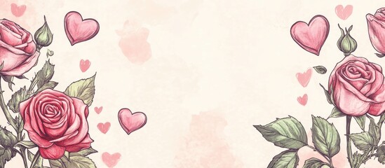 Valentine's Day card design with roses and hearts providing space for personalized text and expressions of love.