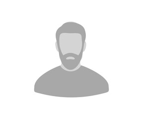 Minimalist bearded male character placeholder avatar. Profile picture, portrait symbol. User member vector design and illustration.

