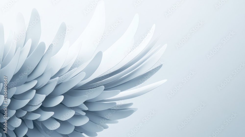 Aufkleber three dimensional white wings extending with soft background for text placement and imaginative desi