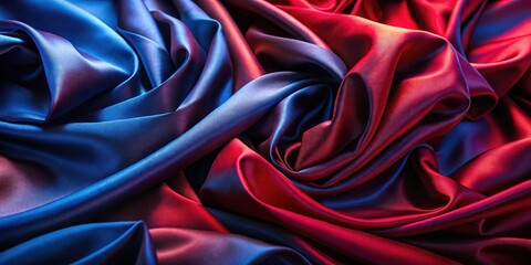 Fototapeta premium Elegant blue and red textiles: rich drapery, inspiring design texture.