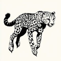 Cheetah stalking prey, African savanna, wildlife print