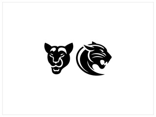 Panther vector logo on white background side view, panther icon, panther head, panther sticker and set .