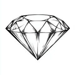 Geometric black and white diamond drawing with faceted details