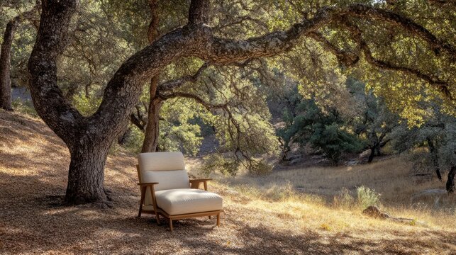 Serene autumn escape, Woman enjoys lakeside cabin with laptop and coffee