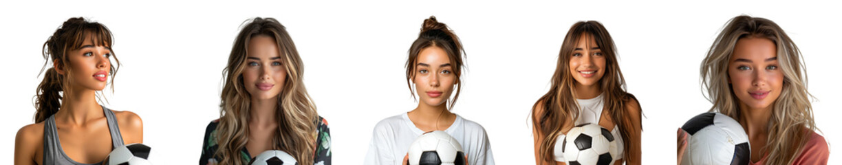 Naklejka premium football player woman on transparent background Collection set