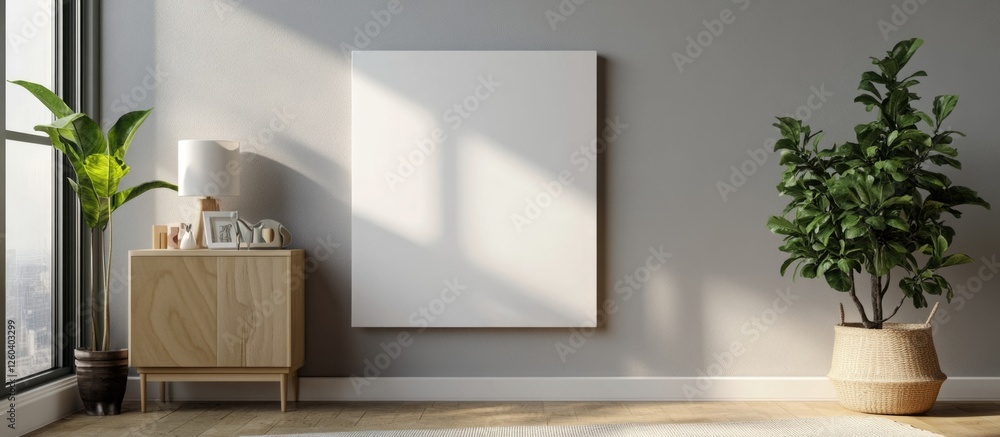 Poster vertical canvas mockup in a children's room showcasing empty space for customizable text and decor e