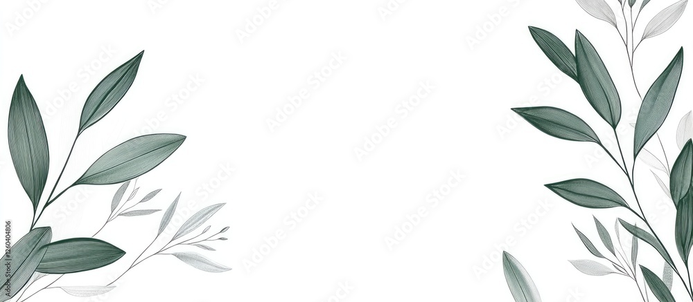 Poster elegant vector design featuring green leaves on a white background with ample blank space for text o