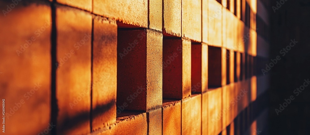 Aufkleber sturdy red bricks arranged in neat rows showcasing texture and warm lighting for architectural or co
