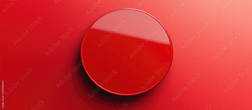Poster red circular badge on a smooth gradient background suitable for design and branding needs. ideal for