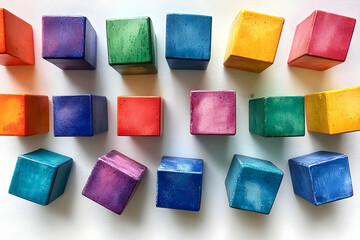 Colorful Rainbow Cubes on White Background